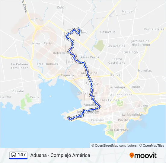 147 Ómnibus Line Map
