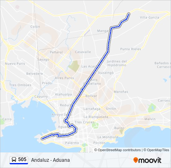 505 ómnibus Line Map