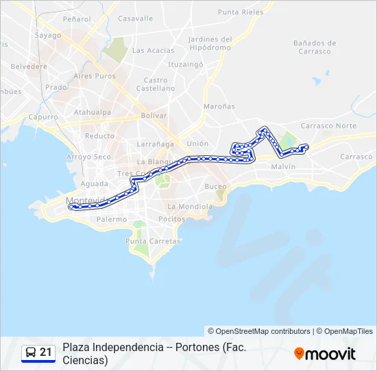 21 Ómnibus Line Map