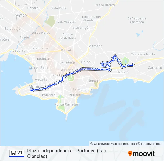 21 Ómnibus Line Map