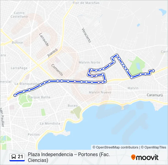 21 Ómnibus Line Map
