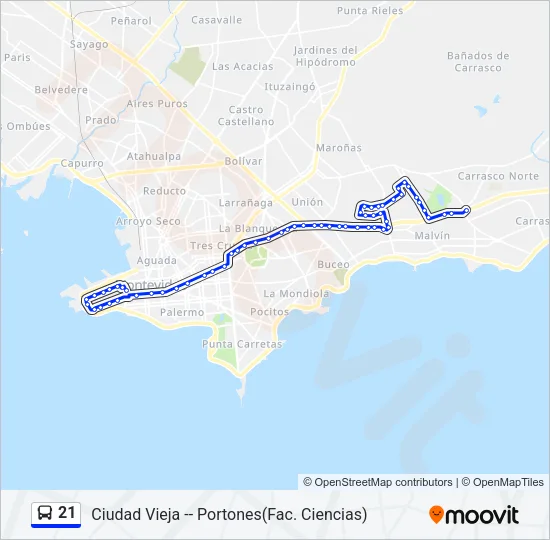 21 Ómnibus Line Map