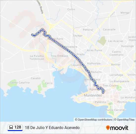 128 Ómnibus Line Map