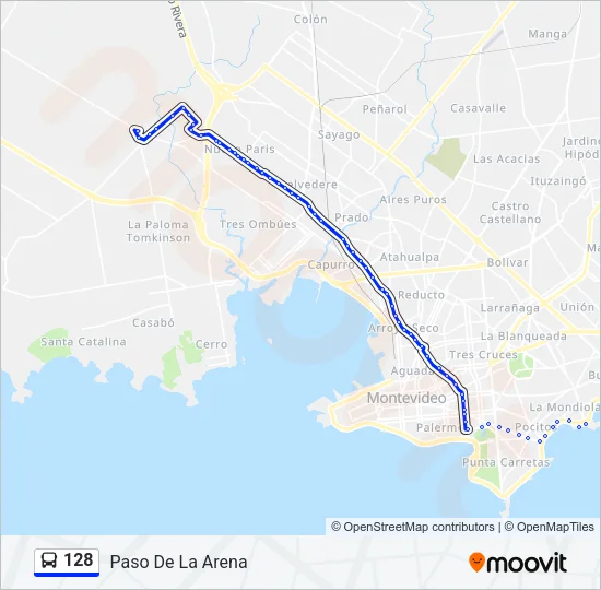 128 Ómnibus Line Map