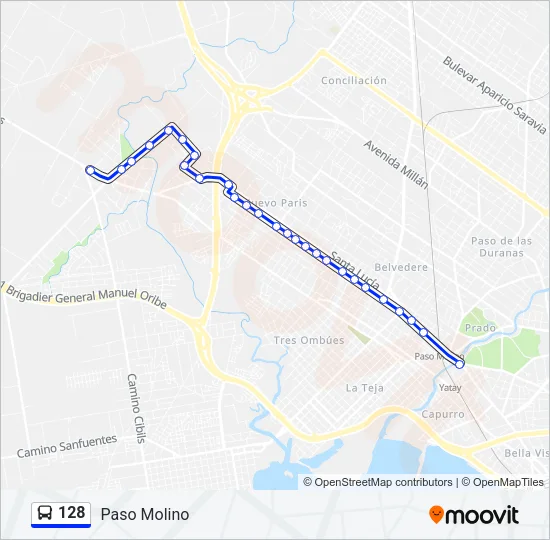 128 Ómnibus Line Map