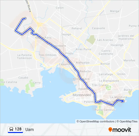128 Ómnibus Line Map