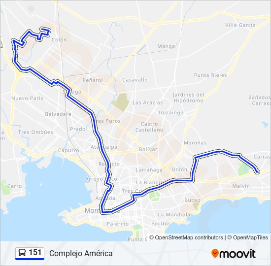 151 ómnibus Line Map
