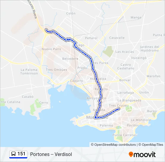 151 Ómnibus Line Map