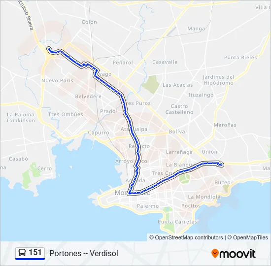 151 Ómnibus Line Map