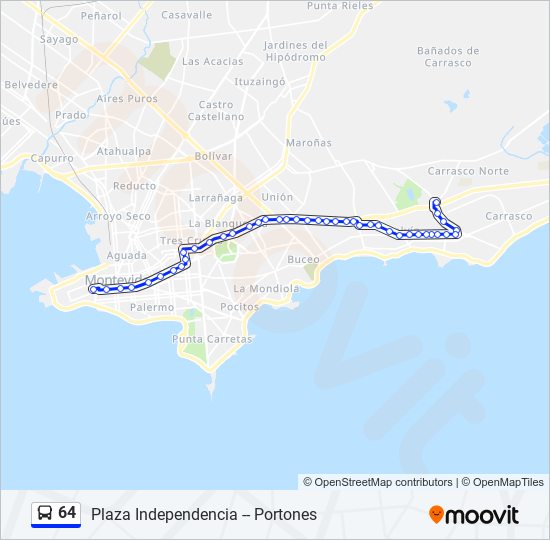 Ruta 64: horarios, paradas y mapas - Plaza Independencia (Actualizado)