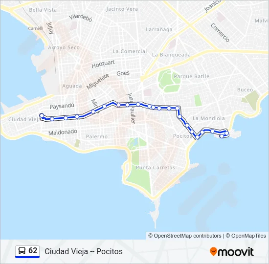 62 Ómnibus Line Map