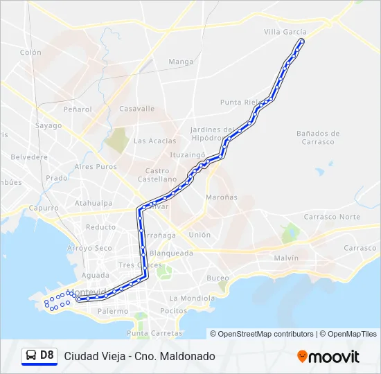 D8 Ómnibus Line Map