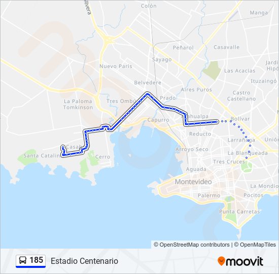 185 Ómnibus Line Map