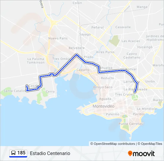 185 Ómnibus Line Map
