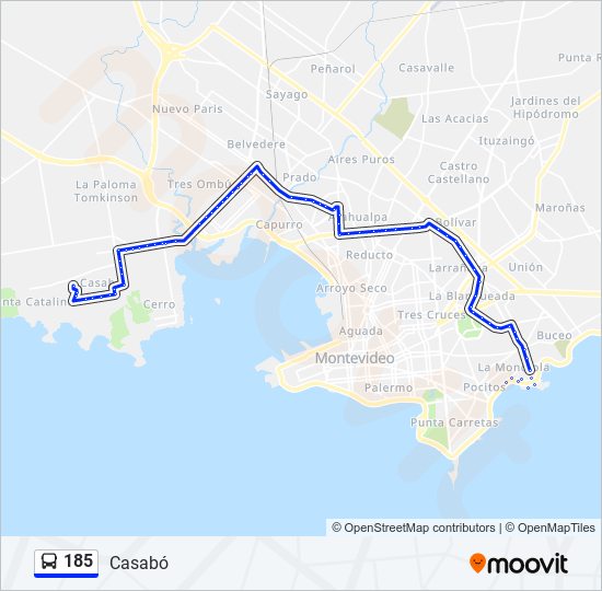 185 Ómnibus Line Map