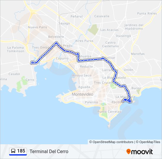 185 Ómnibus Line Map
