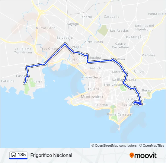 185 Ómnibus Line Map
