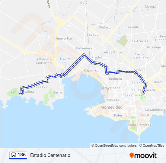 186 Ómnibus Line Map