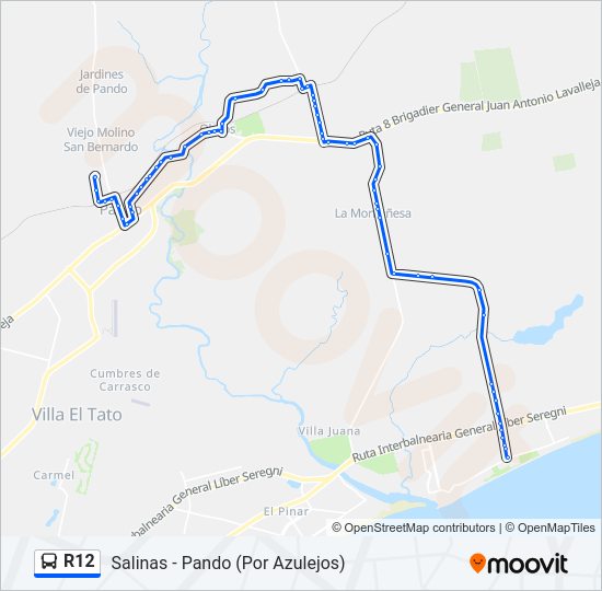 R12 Ómnibus Line Map