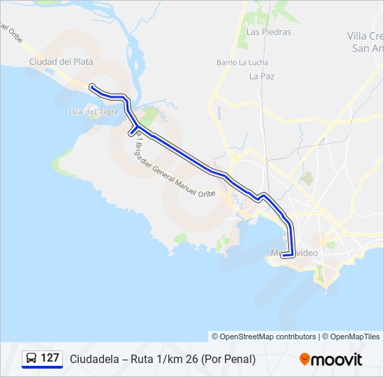 Mapa de 127 de ómnibus