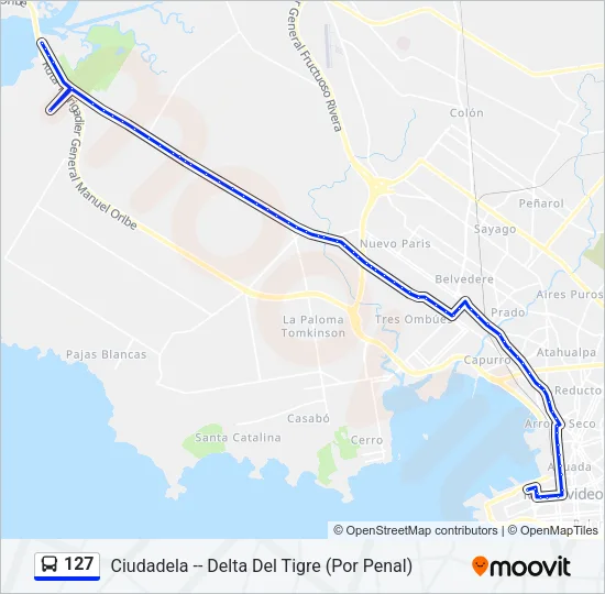 127 Ómnibus Line Map