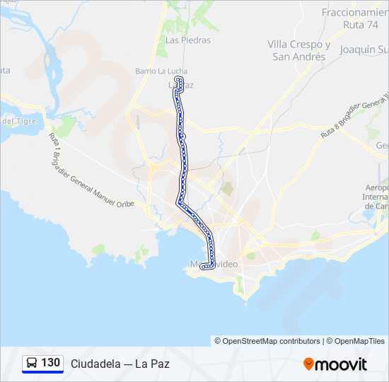130 ómnibus Line Map