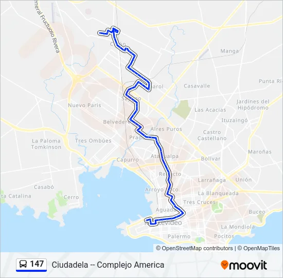 147 Ómnibus Line Map