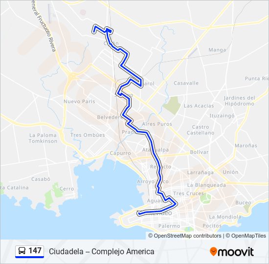 147 Ómnibus Line Map