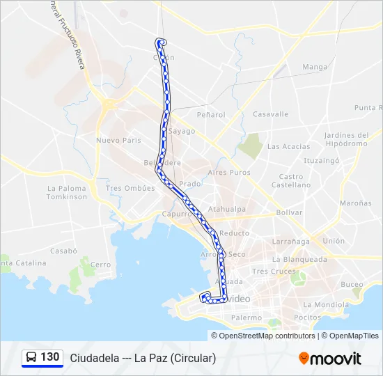 130 Ómnibus Line Map
