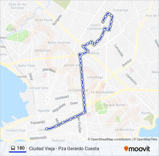 180 Ómnibus Line Map