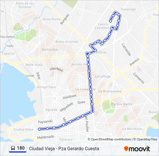 180 Ómnibus Line Map