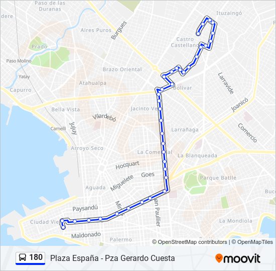 180 Ómnibus Line Map