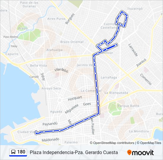 180 Ómnibus Line Map