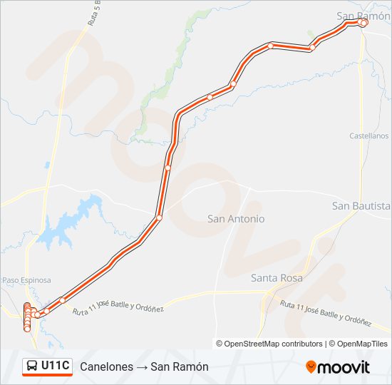U11C Ómnibus Line Map