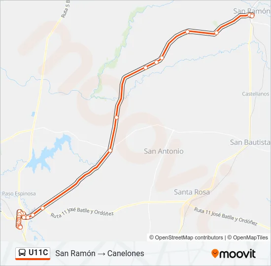 U11C Ómnibus Line Map