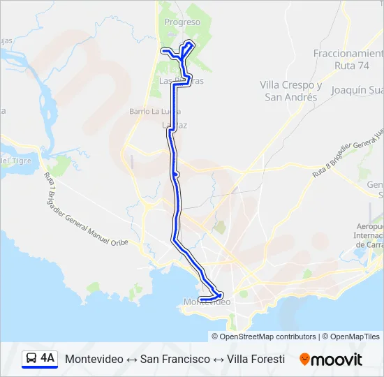 4A Ómnibus Line Map