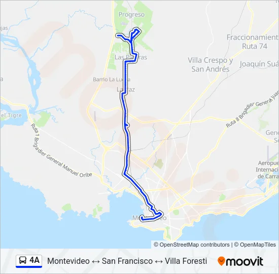 4A Ómnibus Line Map