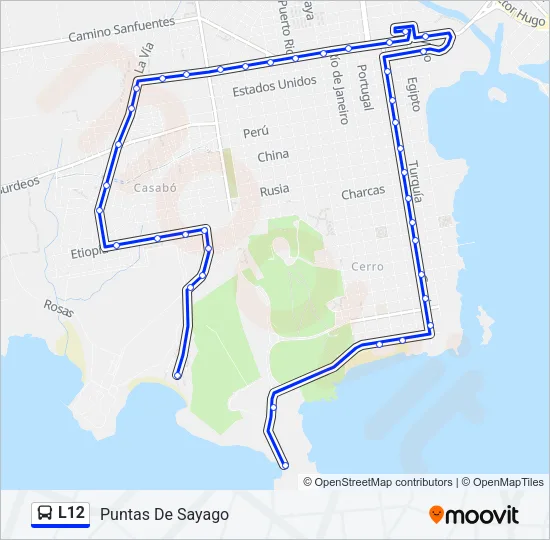 L12 Ómnibus Line Map