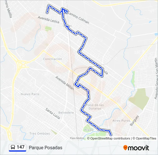 147 Ómnibus Line Map