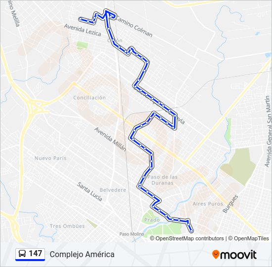 147 Ómnibus Line Map