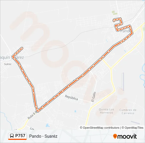 P757 Ómnibus Line Map
