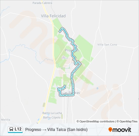 Mapa de L12 de ómnibus