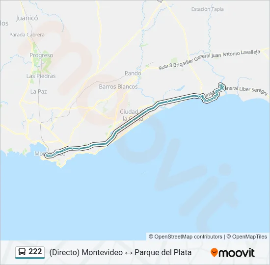 222 Ómnibus Line Map