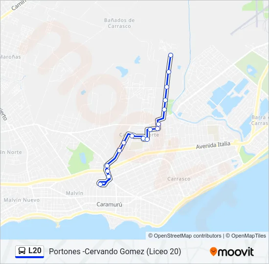 L20 Ómnibus Line Map