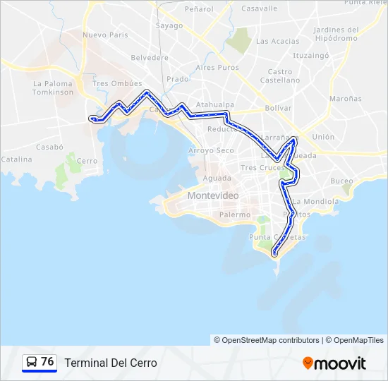 76 Ómnibus Line Map