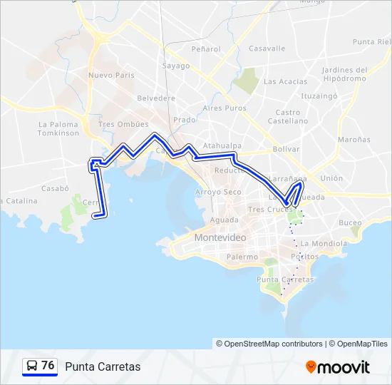 76 Ómnibus Line Map