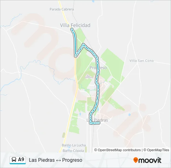 A9 Ómnibus Line Map