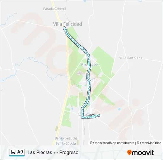A9 Ómnibus Line Map