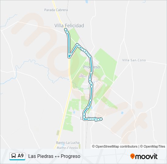 A9 Ómnibus Line Map