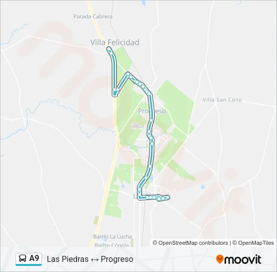 A9 Ómnibus Line Map